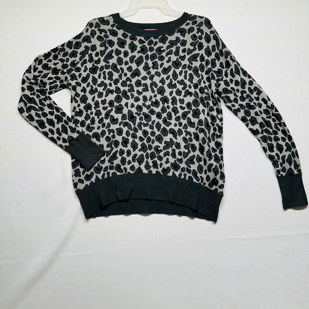 Isaac Mizrahi Leopard Print Long Sleeve Soft Viscose Nylon Sweater Womens Medium